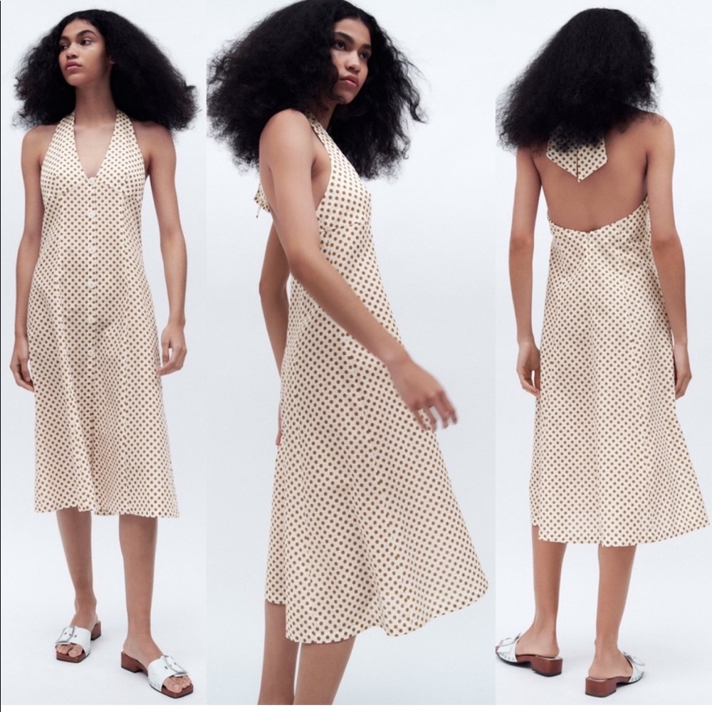 LINEN BLEND POLKA DOT DRESS | ZARA